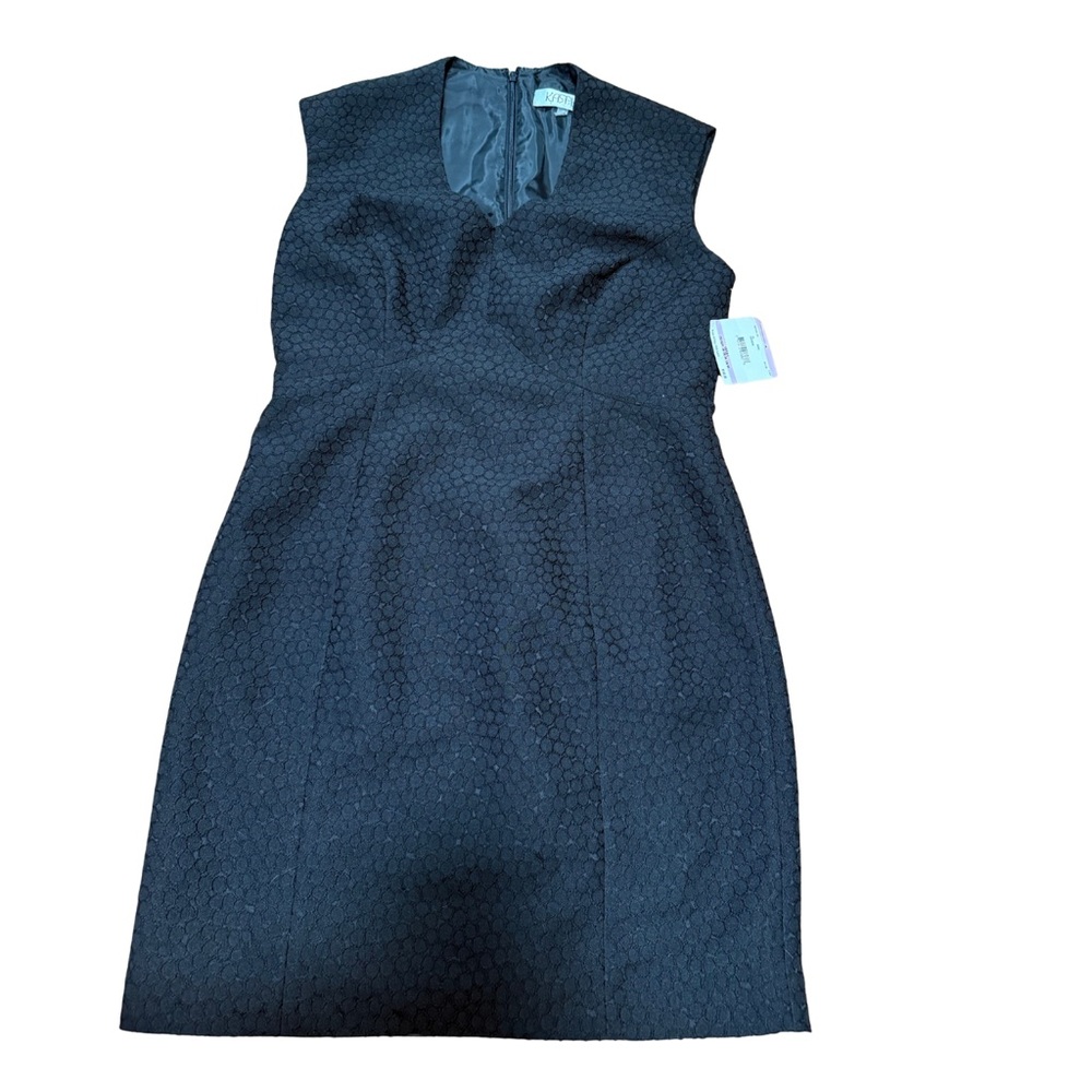 Kasper Black Textured Sleeveless Dress